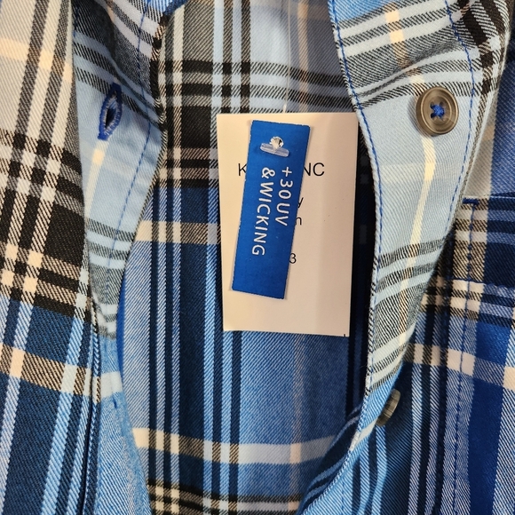 Kavu Shelby Long Sleeve Button Down Blue Plaid Shirt Womens Small New NWT 30UV - Picture 5 of 10